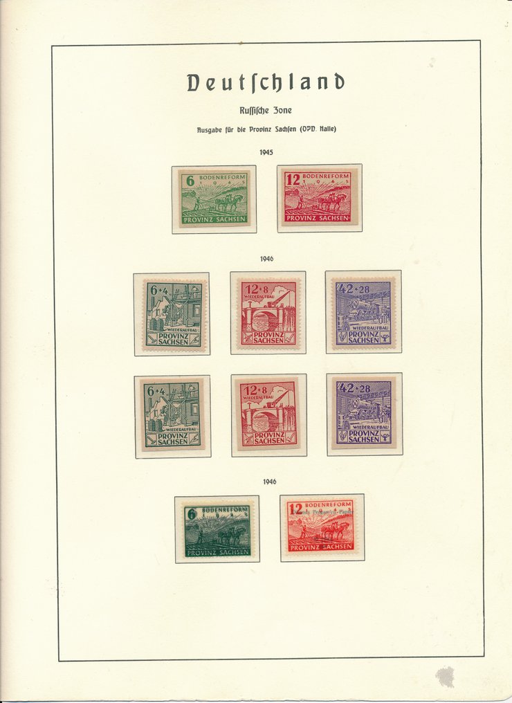 同盟國軍事佔領-德國(蘇聯區) 1945/1946 - 薩克森,幾乎只有 ** 收藏品,包括 Mi. No. 80 X(未使用) #2.1