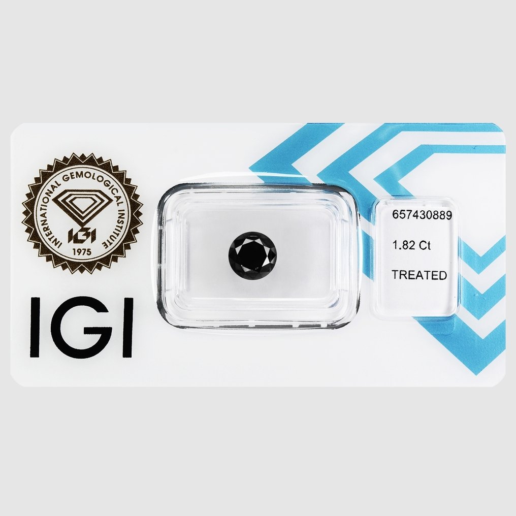 1 pcs 钻石  (经彩色处理)  - 1.82 ct - 圆形 黑色 - 实验室报告中未指明 - 国际宝石研究院（IGI） #2.1