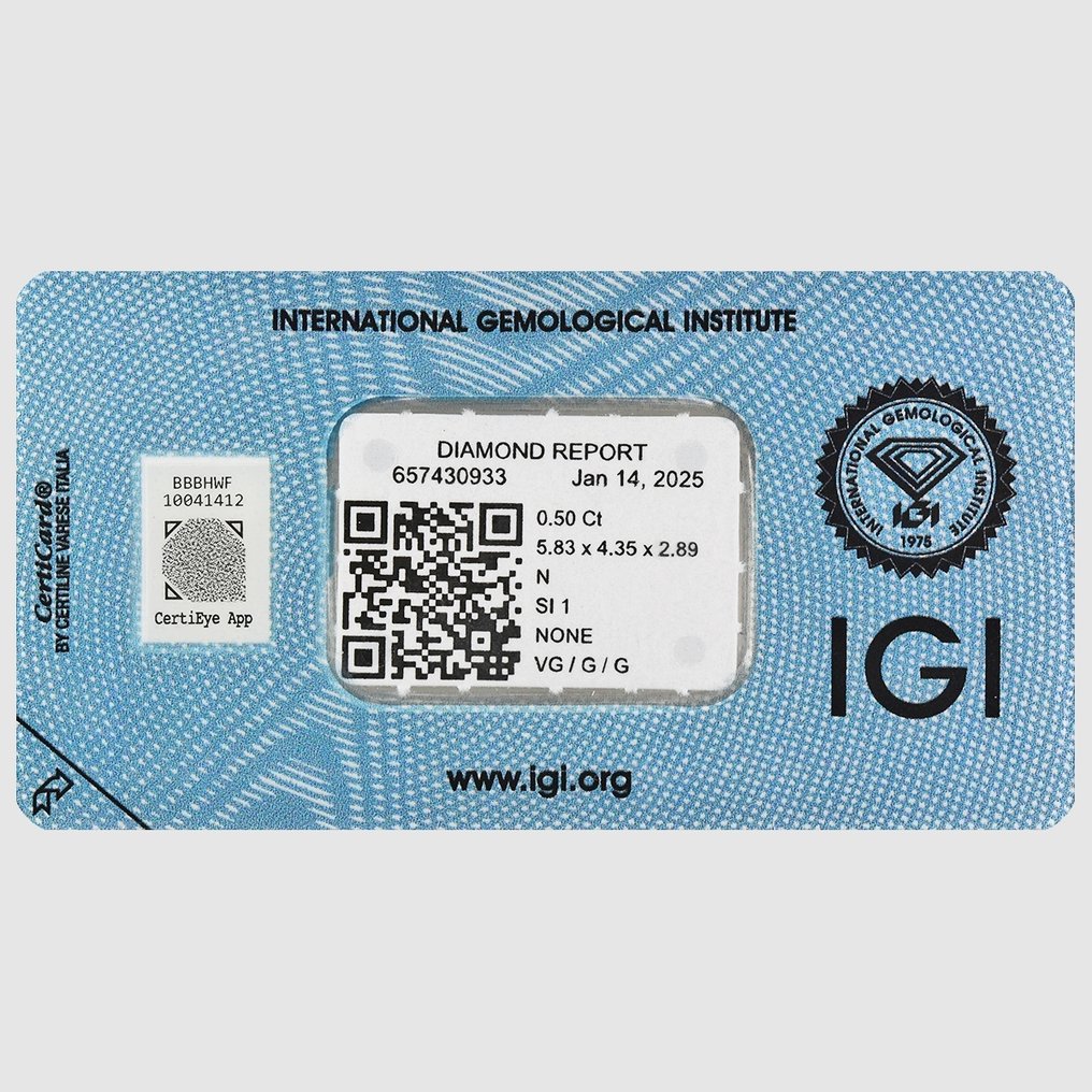 1 pcs 钻石 (天然) - 0.50 ct - 椭圆形 - N (带色彩的) - SI1 微内含一级 - 国际宝石研究院(IGI) #3.2
