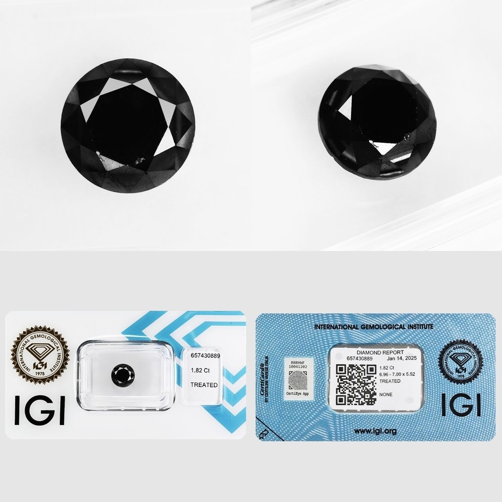 1 pcs 钻石  (经彩色处理)  - 1.82 ct - 圆形 黑色 - 实验室报告中未指明 - 国际宝石研究院（IGI） #4.3