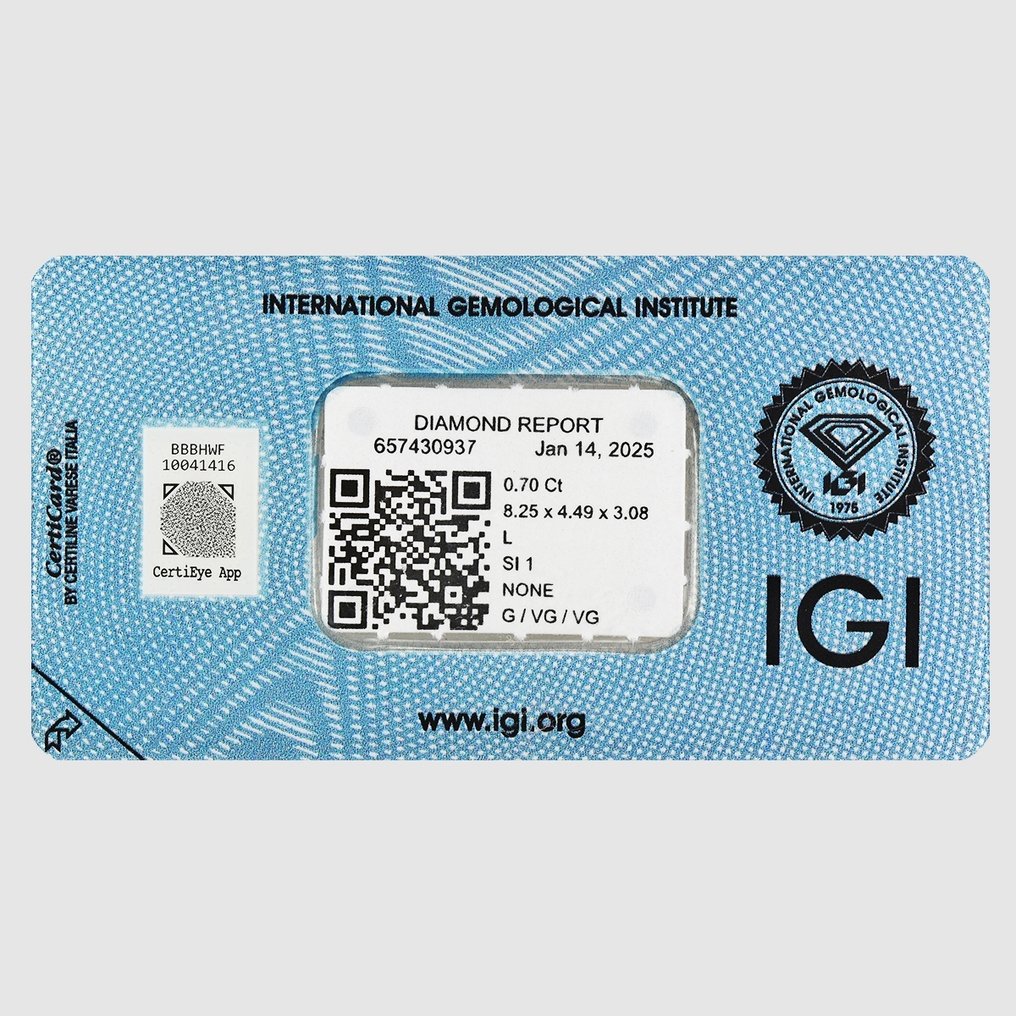 1 pcs Διαμάντι (Φυσικό) - 0.70 ct - Αχλάδι - L - SI1 - International Gemological Institute (IGI) #3.2