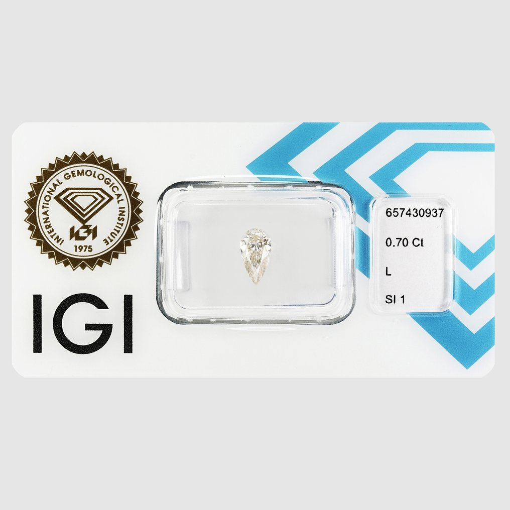 1 pcs Διαμάντι (Φυσικό) - 0.70 ct - Αχλάδι - L - SI1 - International Gemological Institute (IGI) #2.1