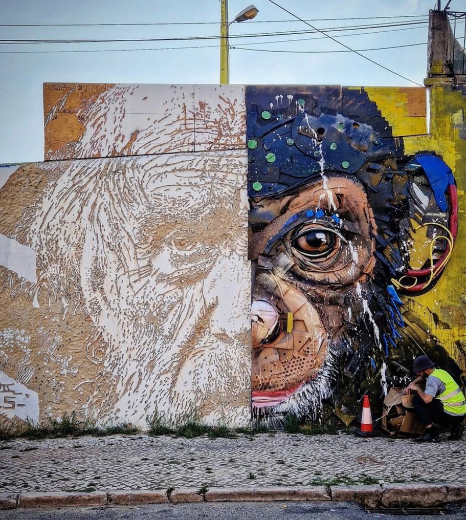 Bordalo II (1987) & VHILS (1987) - Evolution (Unique Hand Finish with Blue Eye) #2.1