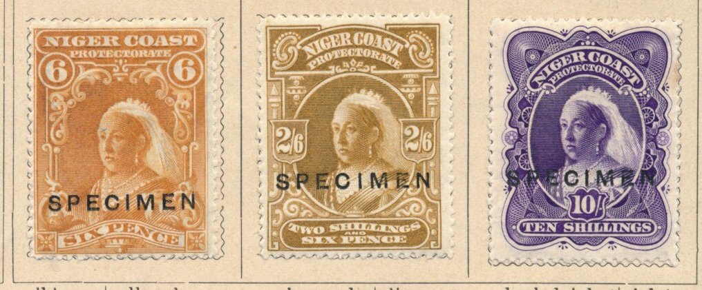 Niger Coast 1892/1898 - ubrugt samling, kun komplette numre og gode eksemplarer #4.3