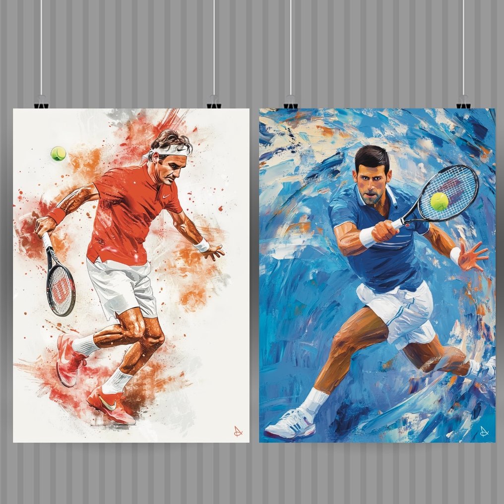 ANDSAL - (LOT of 2) Roger Federer Legend Roland Garros Edition & Novak Djokovic GOAT Graffiti Edition #1.0