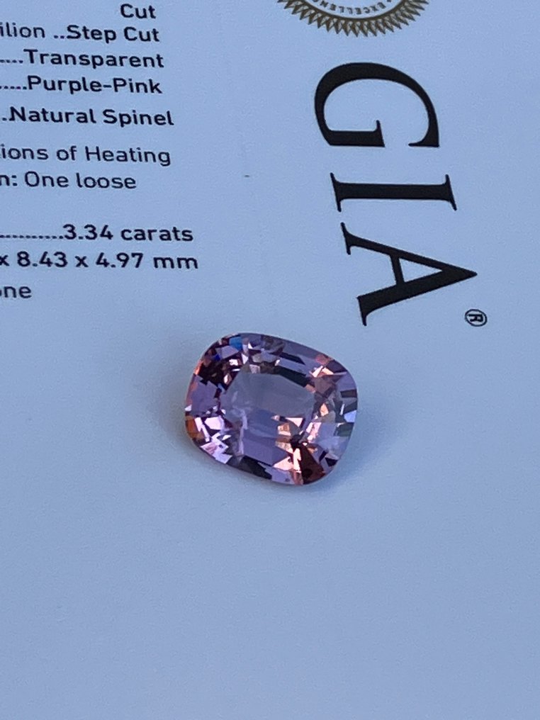 1 pcs Rózsaszín, Lila Spinell - 3.34 ct - Amerikai Gemmológiai Intézet (GIA) #1.0