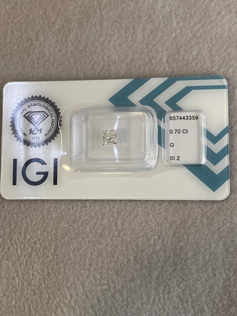 1 pcs Διαμάντι  (Φυσικό)  - 0.70 ct - Τετράγωνο - G - SI2 - International Gemological Institute (IGI) #1.0