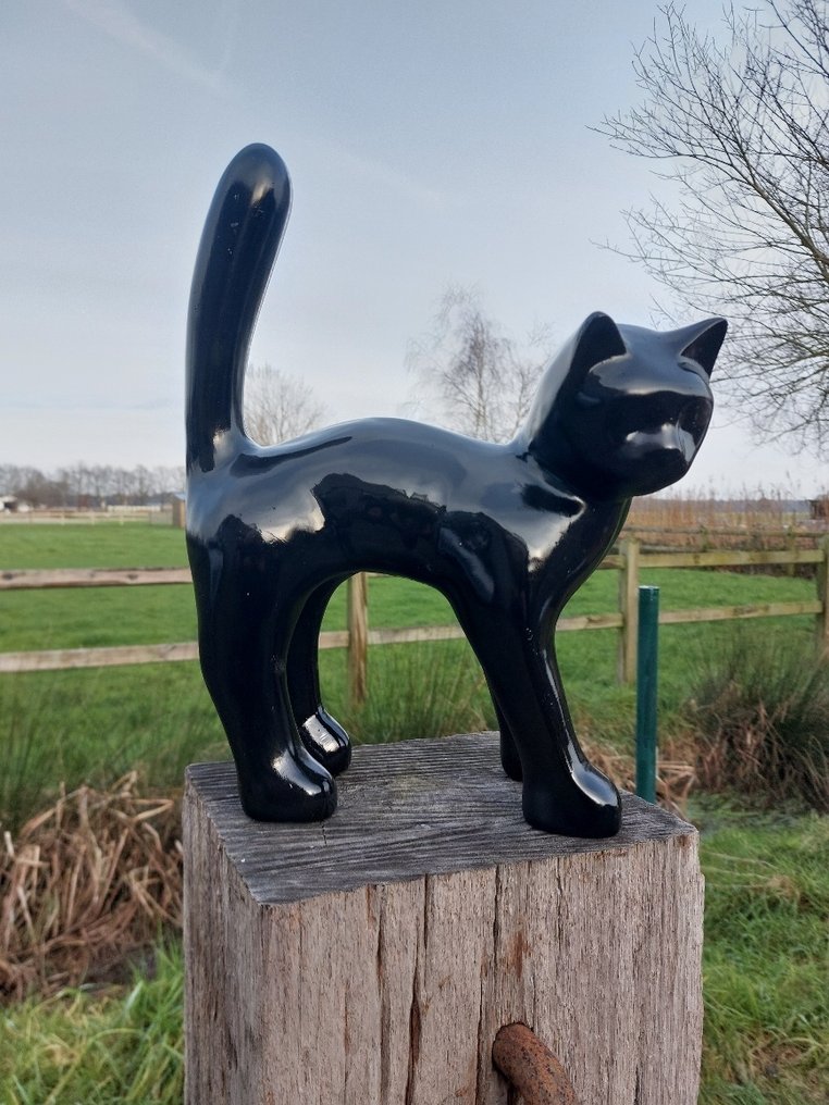 Statue, Garden statue - Cat - Color black - 46 cm - polyresin #4.3