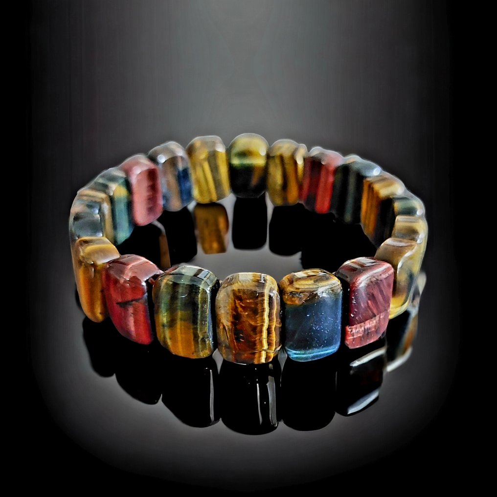 Πολύχρωμο βραχιόλι με μάτι τίγρης. Αληθινός λίθος χωρίς επεξεργασία. Άριστης ποιότητας. - Ύψος: 1.5 cm - Πλάτος: 0.5 cm- 40 g #1.0