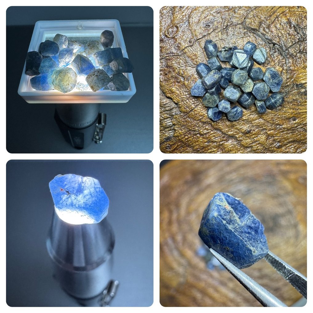 Természetes kék zafírok, nyers. 100 karát. Nincs minimális ár. Durva- 20 g - (28) #1.0