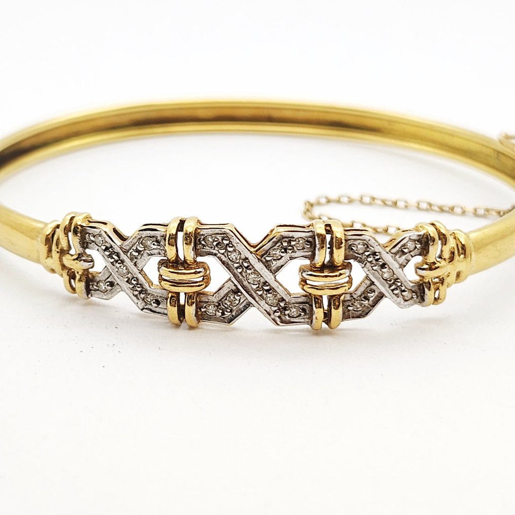 手鈪 - 18 克拉 黃金 鉆石 (天然)  #1.0