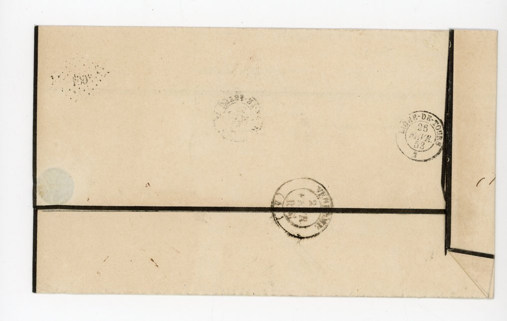 Frankrijk 1853 - Prijs 950€, nuance bistre bruin op letter - Yvert n°1a #1.0