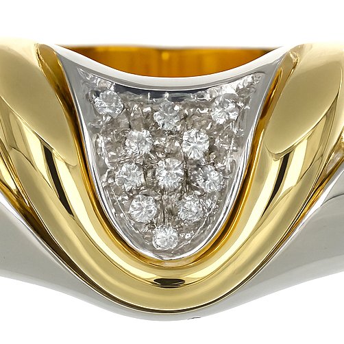 Δαχτυλίδι - 18 καράτια Λευκός χρυσός, Κίτρινο χρυσό - 0.11ct. tw. Διαμάντι (Φυσικό) #1.0