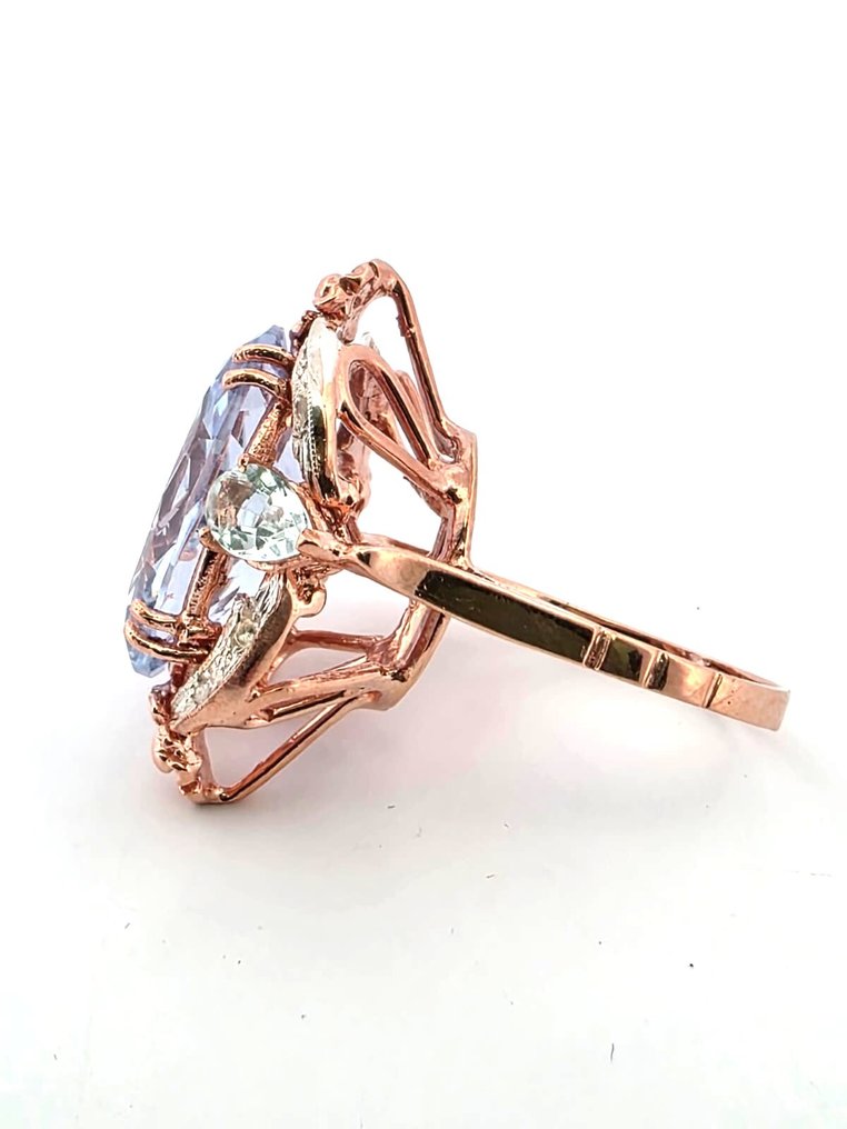 Ingen mindstepris - Ring - 9 kt. Rosaguld, Sølv Topas - Diamant #2.1