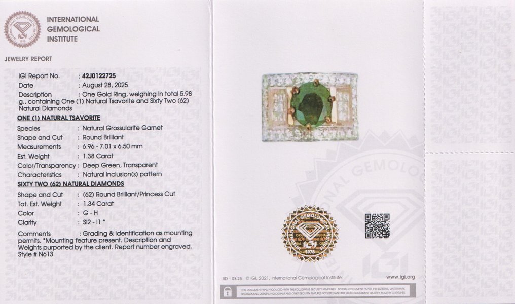 戒指 - 14 克拉 玫瑰金 - 2.72ct. tw. 沙弗來石 - 鉆石 - Tsavorite钻石戒指 #2.1