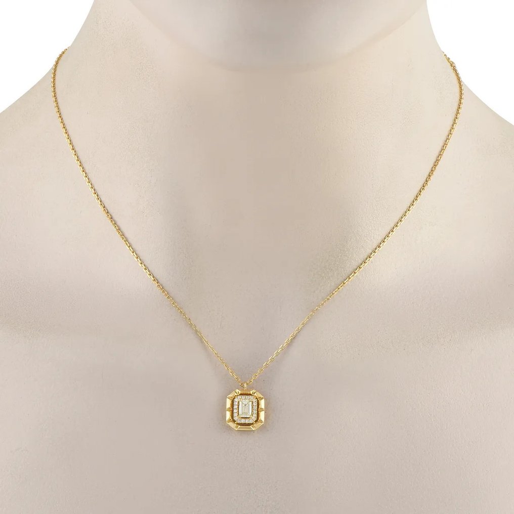 Κολιέ με μενταγιόν - 18 καράτια Κολιέ από 18K κίτρινο χρυσό και διαμάντια 0,62 καρατίων., Κίτρινο χρυσό -  0.62ct. tw. Διαμάντι (Φυσικό)  #1.0