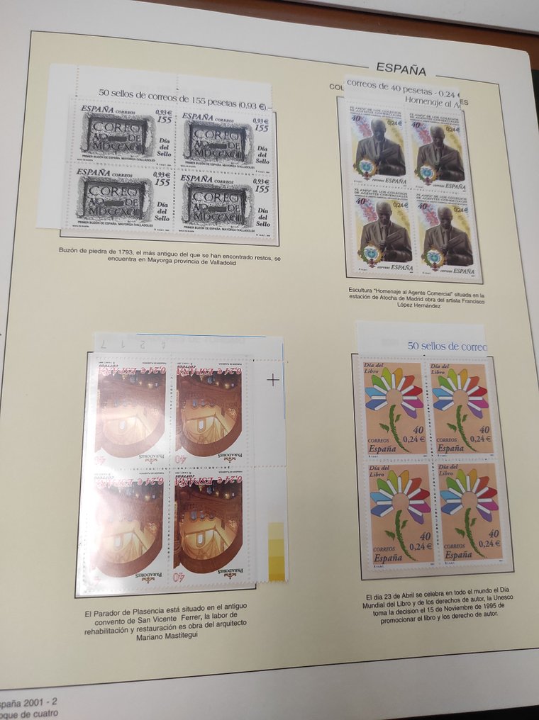 Espagne 2000/2002 - Album avec collection complète de timbres d'Espagne en bloc de 4 ans - edifil #4.3
