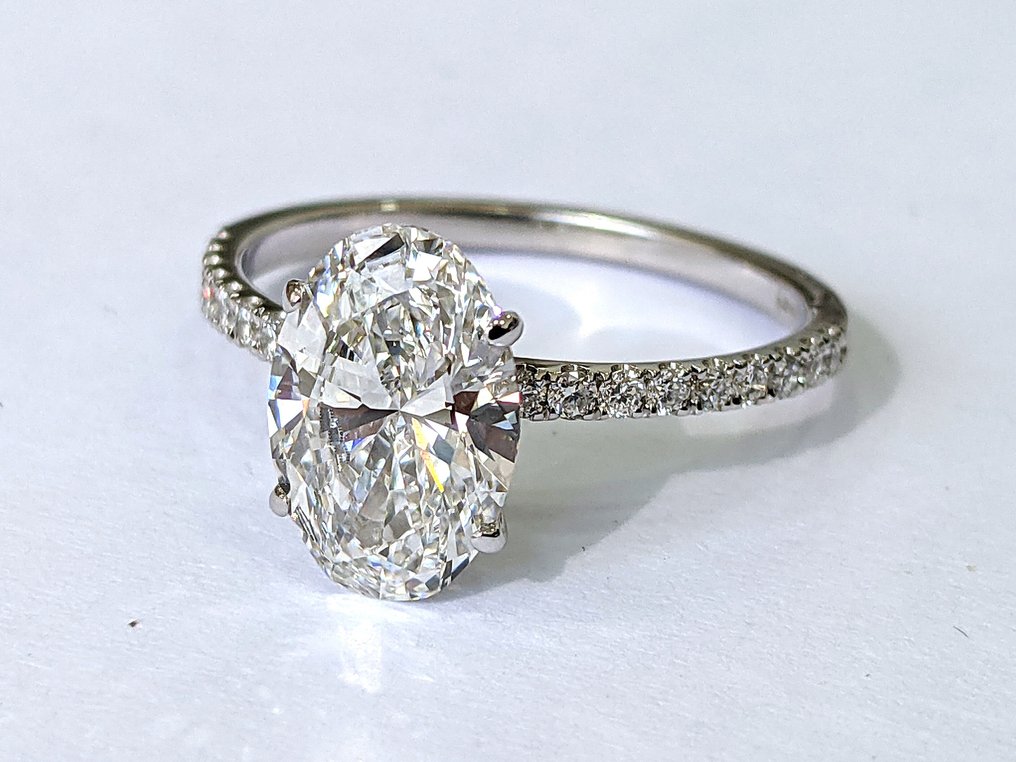 Fără preț de rezervă - Inel - 18 ct. Aur alb - 2.23ct. tw. Diamant (Cultivat în laborator) - Diamant - E VVS2 IGI #3.2