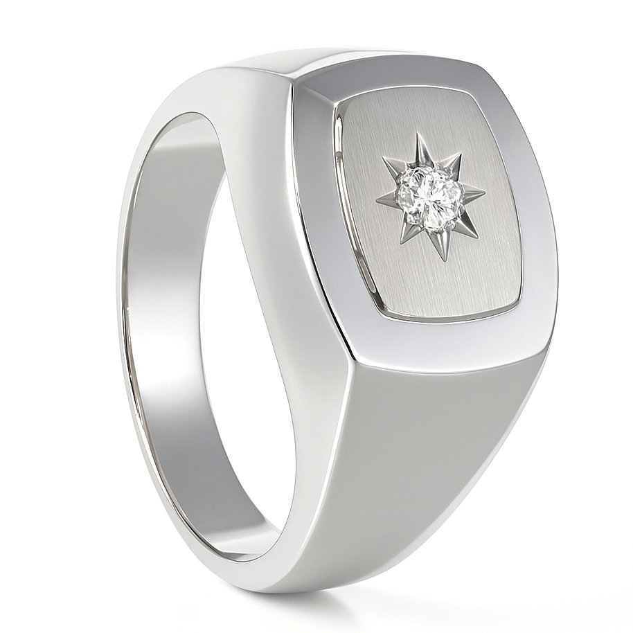 戒指 - 18 克拉 白金 - 0.03ct. tw. 鉆石 (天然) #1.0