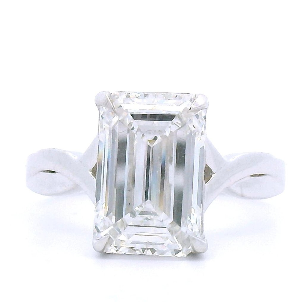 Anello - 18 carati Oro bianco - 4.08ct. tw. Diamante (Coltivato in laboratorio) #1.0