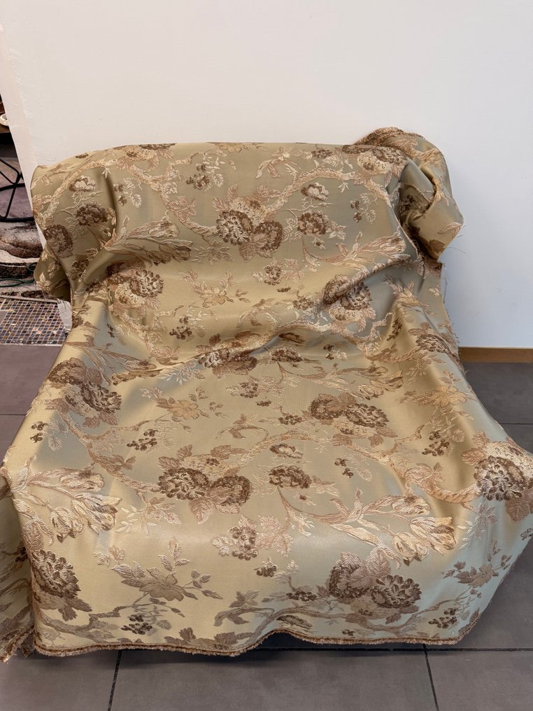 Sumptuous Elegance: Silk Lampasso with Interwoven Floral Motifs - Upholstery fabric  - 5 m - 1.4 m #1.0