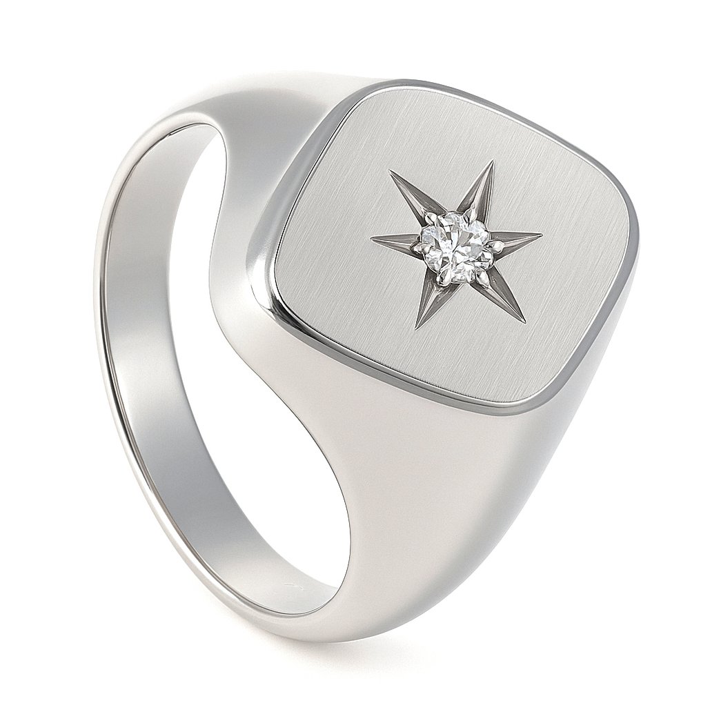 戒指 - 18 克拉 白金 - 0.03ct. tw. 鉆石 (天然) #1.0