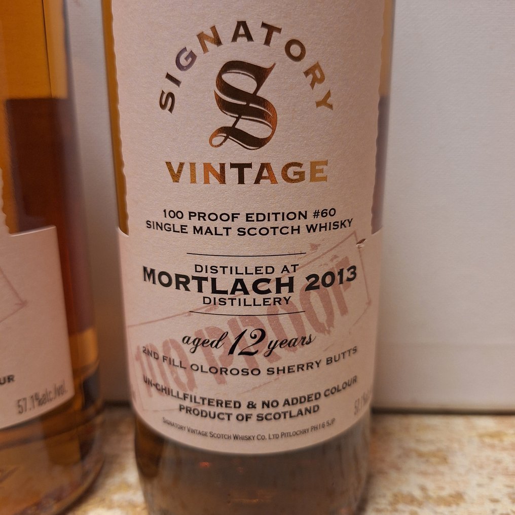 Auchroisk 2012 12yo + Mortlach 2013 12yo 100 Proof Edition 52 & Edition 60 - Signatory Vintage  - 700ml - 2 pullojen #3.2