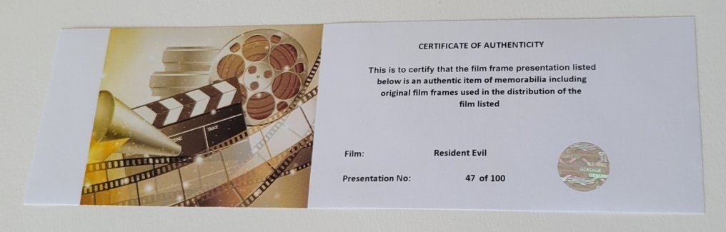 Resident Evil - Framed Film Cell Display with COA #3.2