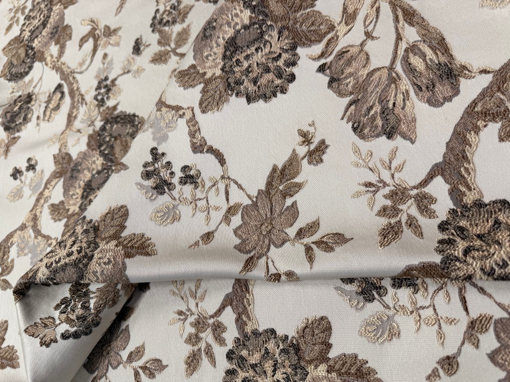 静谧优雅:中性色调的Lampasso丝绸,配以镶嵌图案,展现自然色彩。 - 室内装潢面料 - 5 m - 1.4 m #1.0