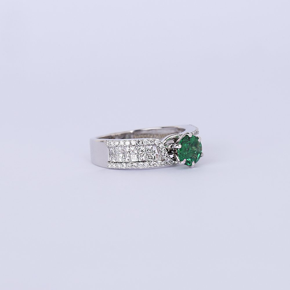 Δαχτυλίδι - 14 καράτια Λευκός χρυσός -  1.90ct. tw. Τσαβορίτης - Διαμάντι - Δαχτυλίδι με διαμάντι Tsavorite #3.2