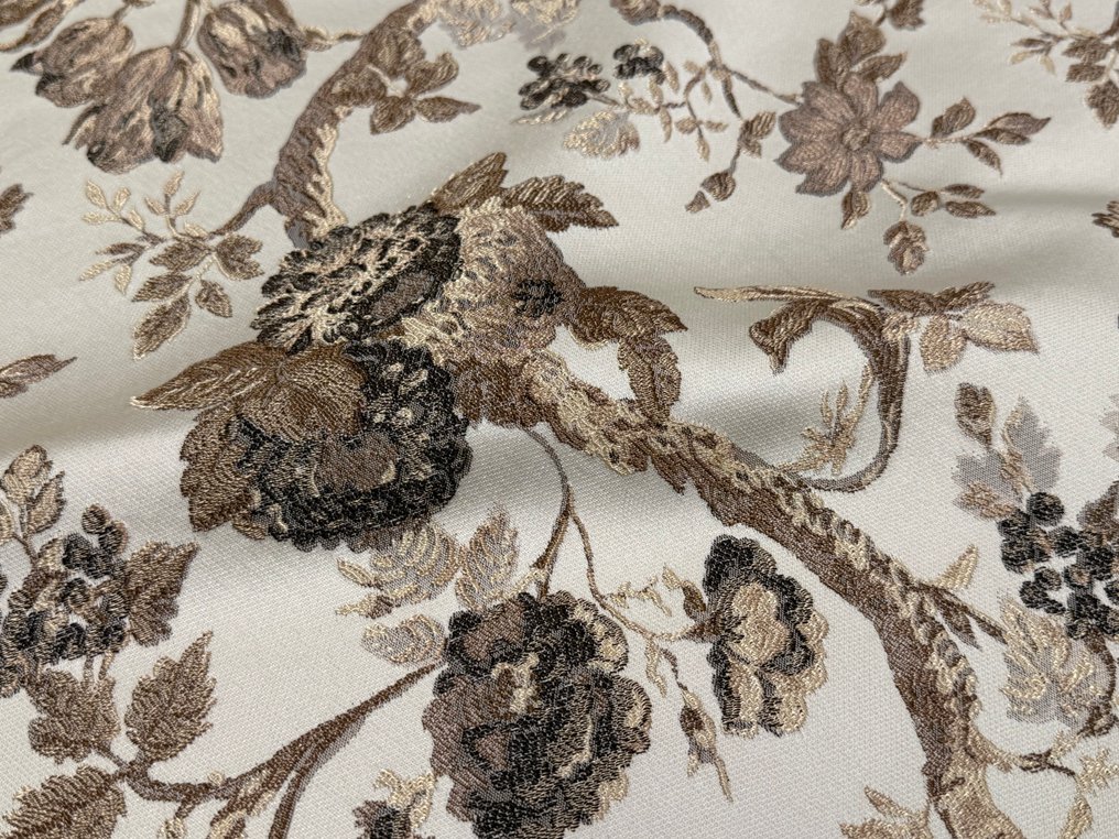 静谧优雅:中性色调的Lampasso丝绸,配以镶嵌图案,展现自然色彩。 - 室内装潢面料 - 5 m - 1.4 m #1.0