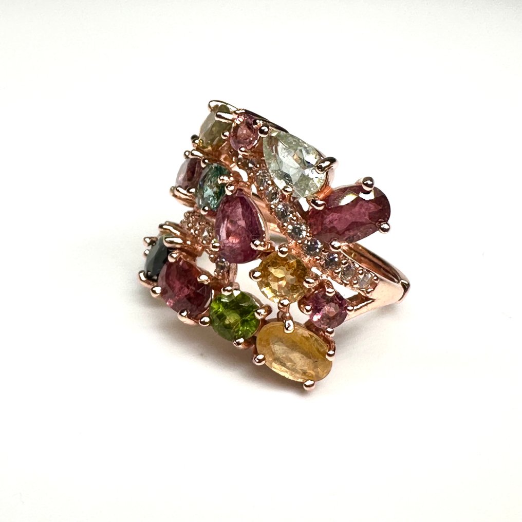 Zonder minimumprijs - Ring 924 zilver Toermalijn #1.0