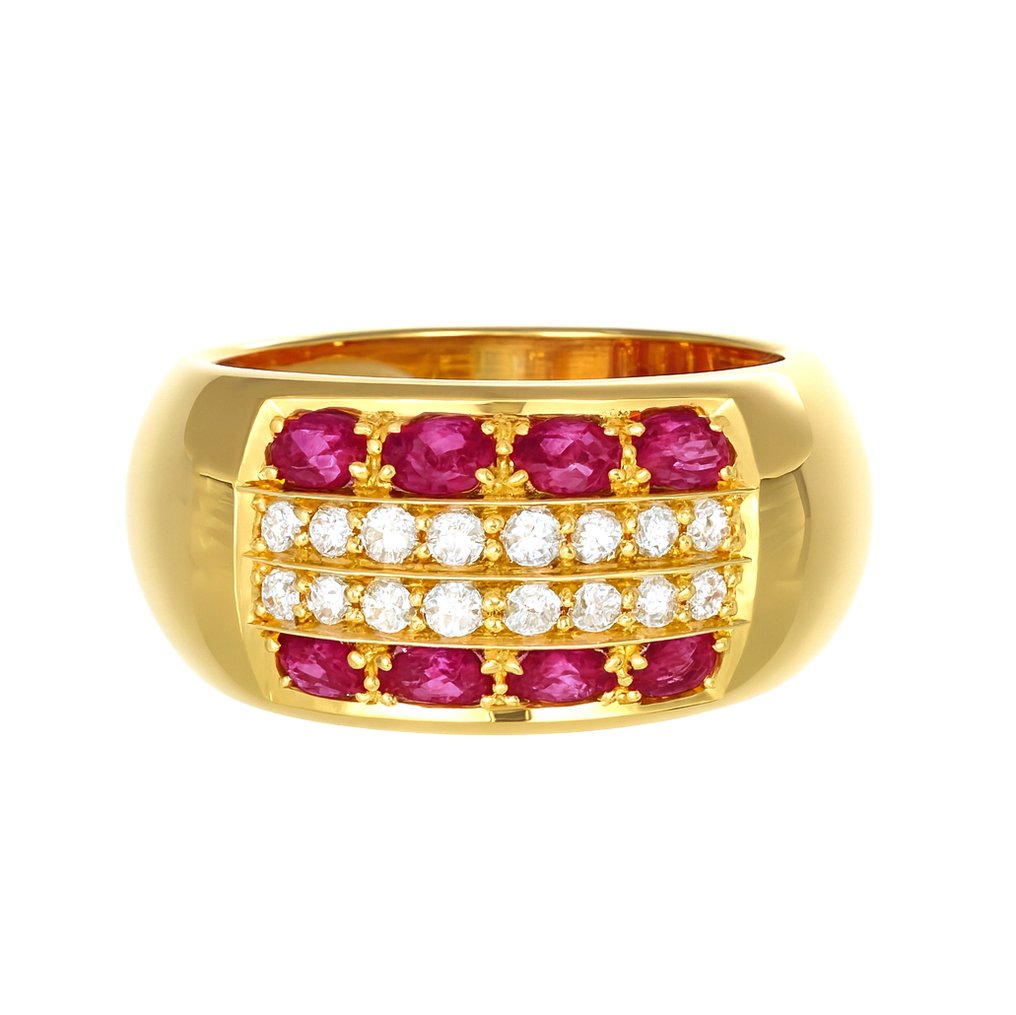 Ring - 18 kt. Yellow gold - 1.28ct. tw. Ruby - Diamond #4.3