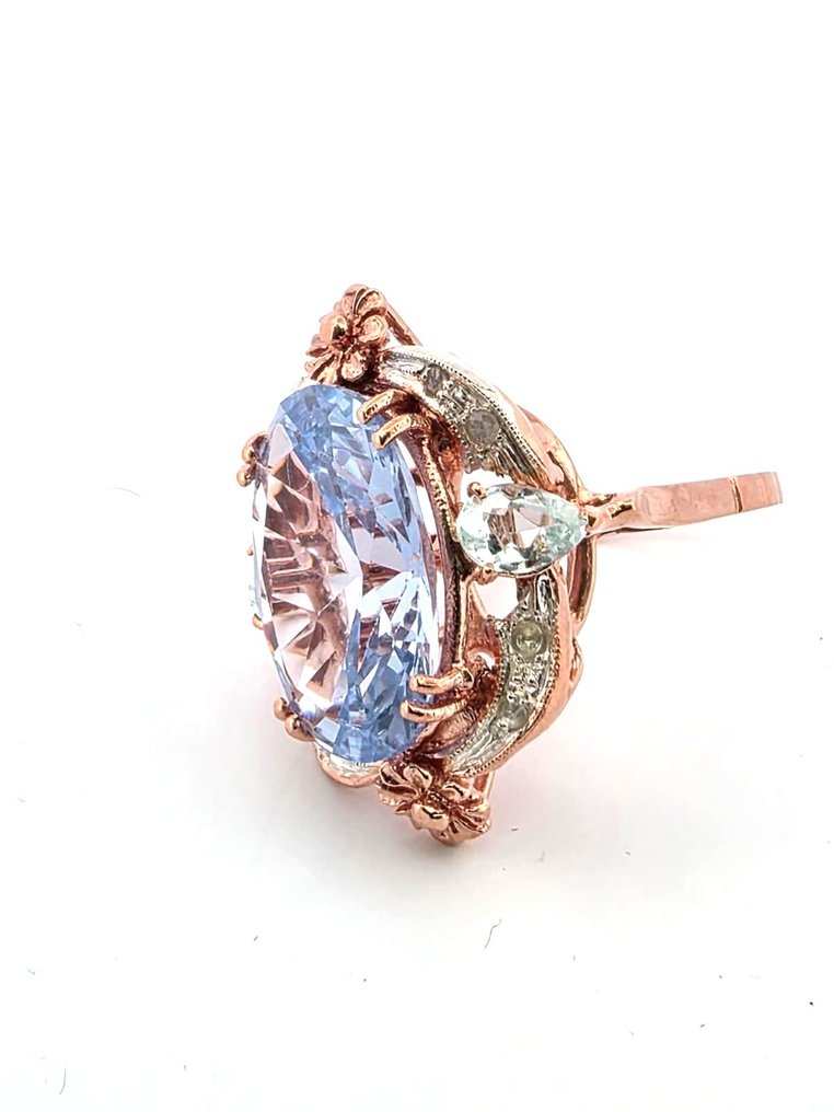 Ingen mindstepris - Ring - 9 kt. Rosaguld, Sølv Topas - Diamant #1.0