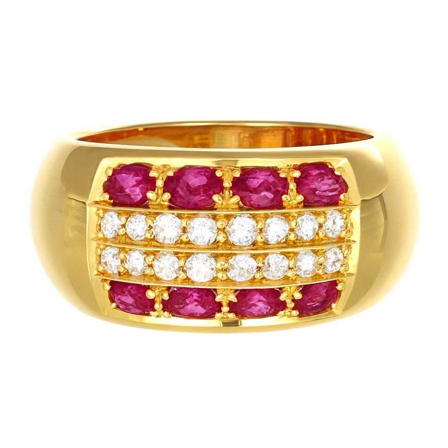 Ring - 18 kt. Yellow gold - 1.28ct. tw. Ruby - Diamond #3.2