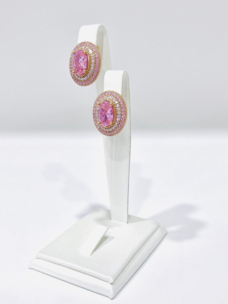 没有保留价 - 耳环 - 8K包金 黄金, Gold-plated 黄宝石 - 合成宝石 #2.1