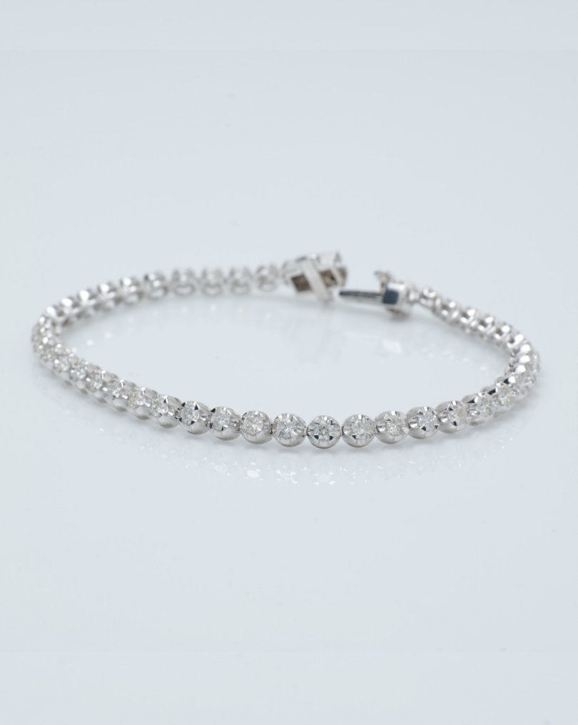 Βραχιόλι τένις - 14 καράτια Λευκός χρυσός -  1.95ct. tw. Διαμάντι (Φυσικό) - Βραχιόλι γάμου #1.0
