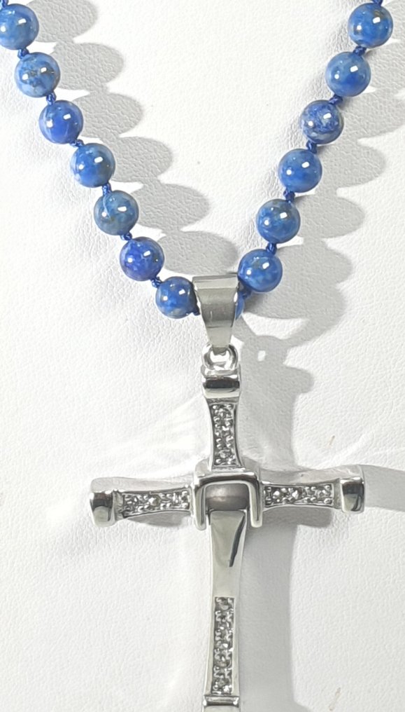 Lapislázuli luonnollinen AAAA++ ja Cruz Circonios - ENSILUOKKAA - Plata 925 -suljin - Kaulakoru #3.2