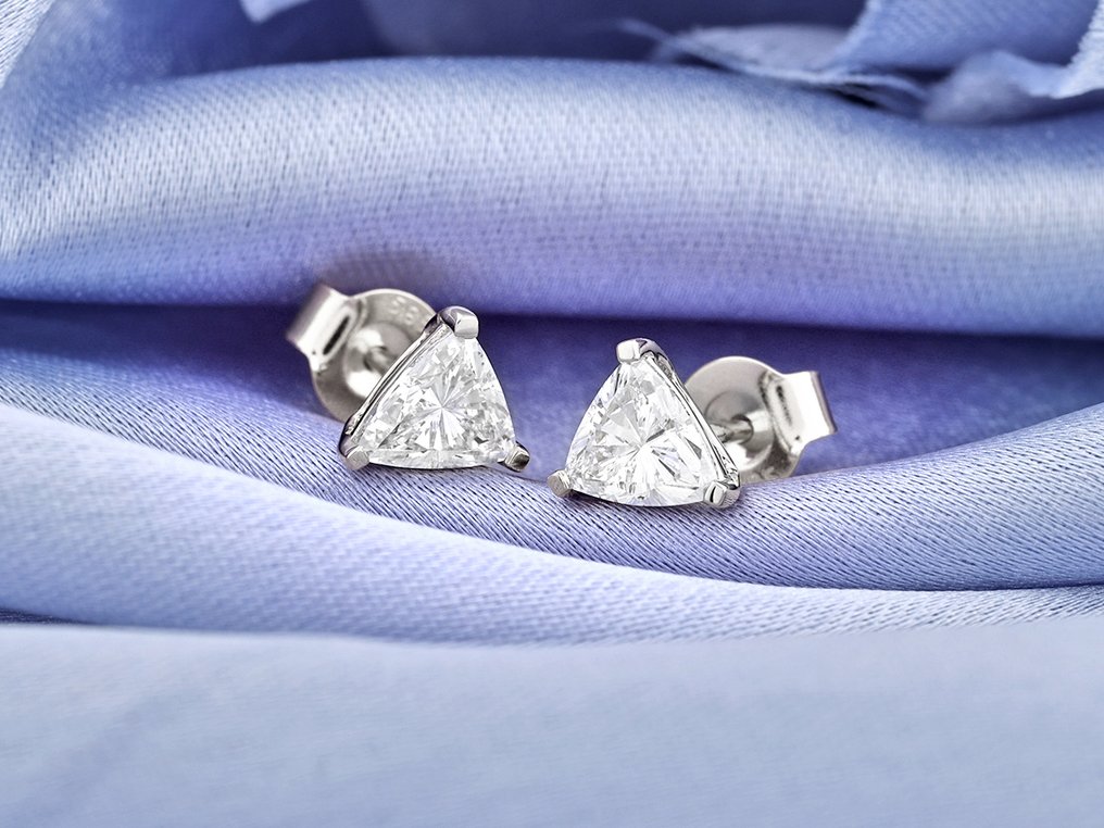 χωρίς τιμή ασφαλείας - Σκουλαρίκια - 14 καράτια Λευκός χρυσός - 1.02ct. tw. Διαμάντι (Εργαστηριακής καλλιέργειας) #4.3