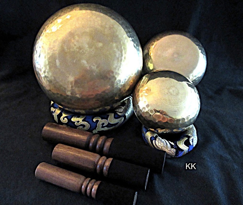  颂钵 - 音锤碗套装 - 打击乐 - 3个3件完整套装 - 原装尼泊尔 - 佛陀 - 新品 - 2025  #4.3