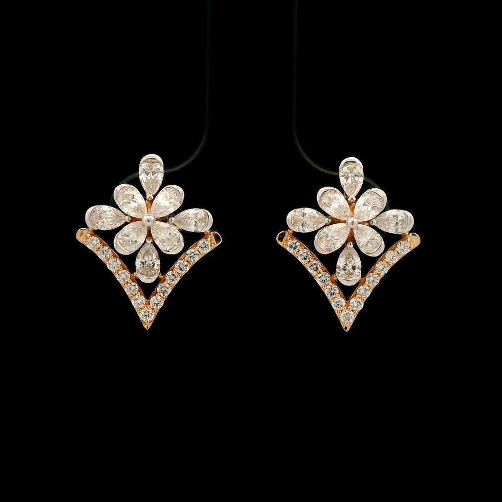 耳环 - 18K包金 玫瑰金 - 0.99ct. tw. 钻石 (天然) - 钻石 #4.3