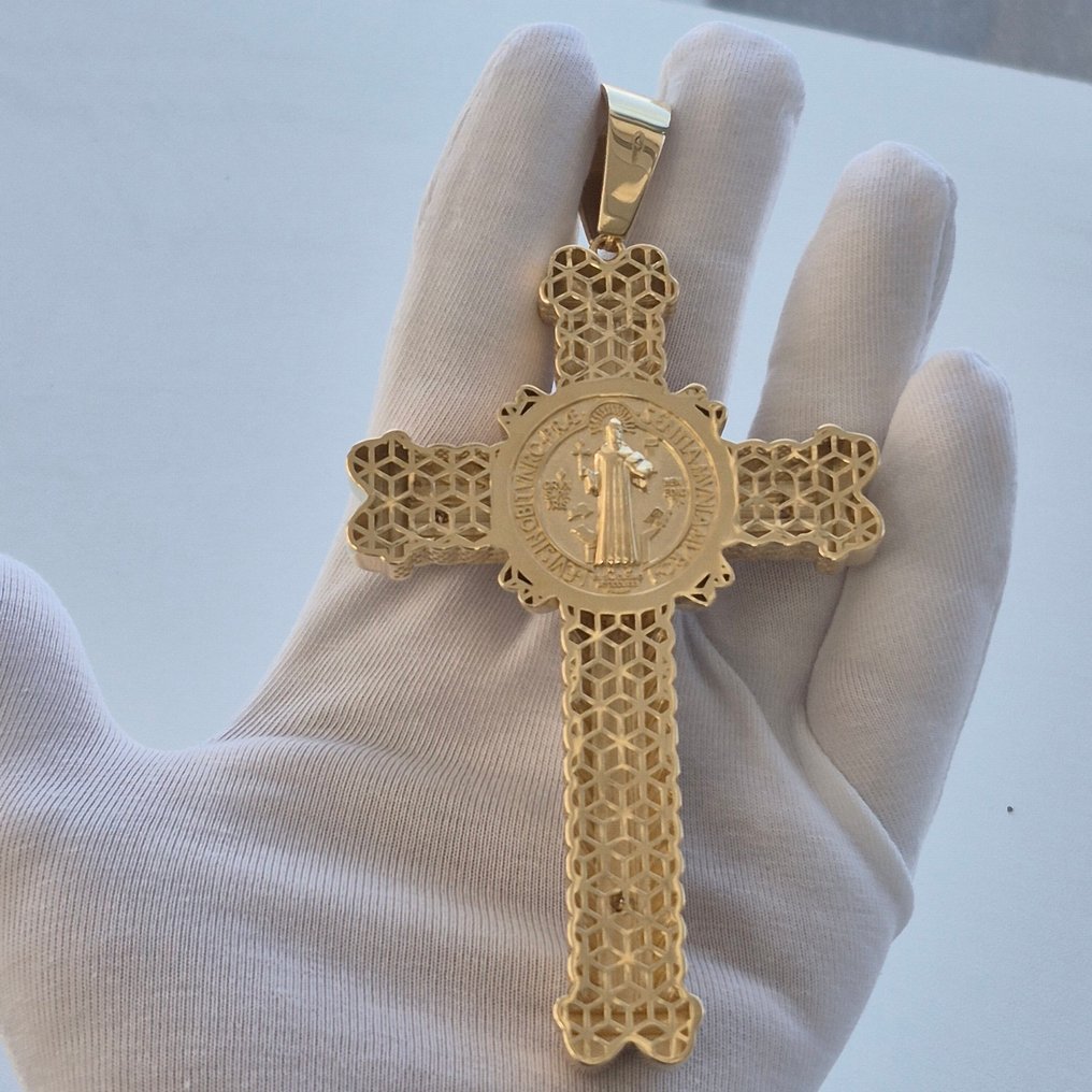 Pendentif en forme de croix - 18 carats Or jaune - Pendentif Hip Hop #3.2