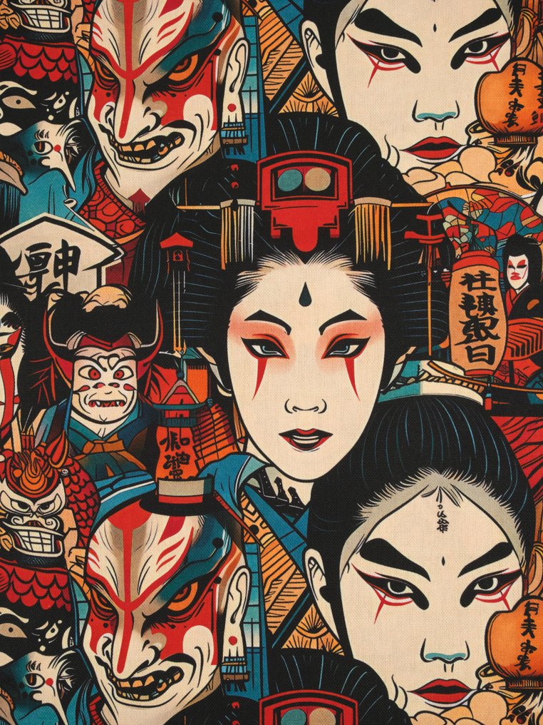 Gratis frakt! TexStilArt - KABUKI SPIRIT - Eksklusivt stoff 100% bomull i premiumkvalitet - Polstringsstoff - 3 m - 3 m #1.0