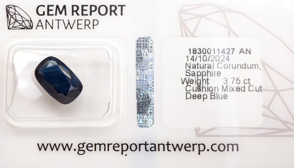 χωρίς τιμή ασφαλείας Ζαφείρι  - 3.75 ct - Gem Report Antwerp (GRA) - Deep Blue #3.2