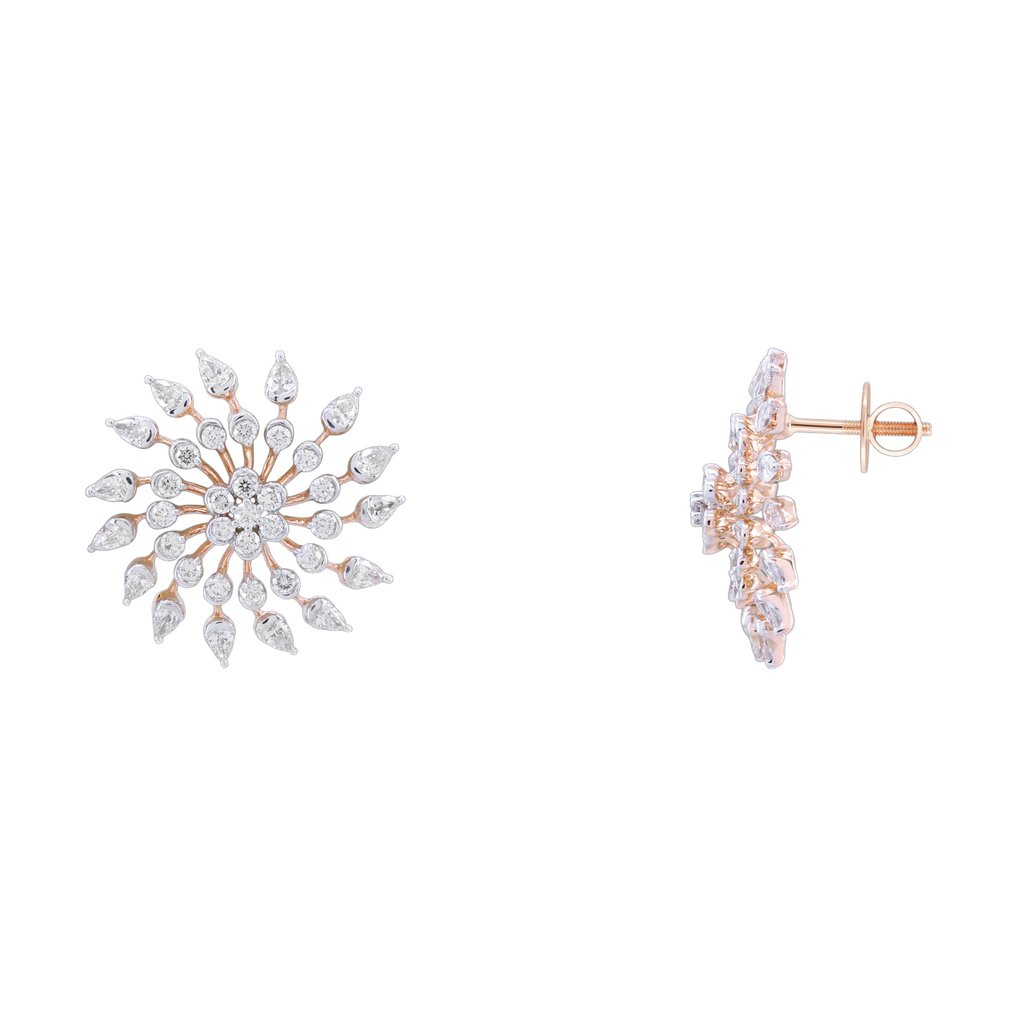 耳环 - 18K包金 玫瑰金 - 1.85ct. tw. 钻石 (天然) - 钻石 #1.0