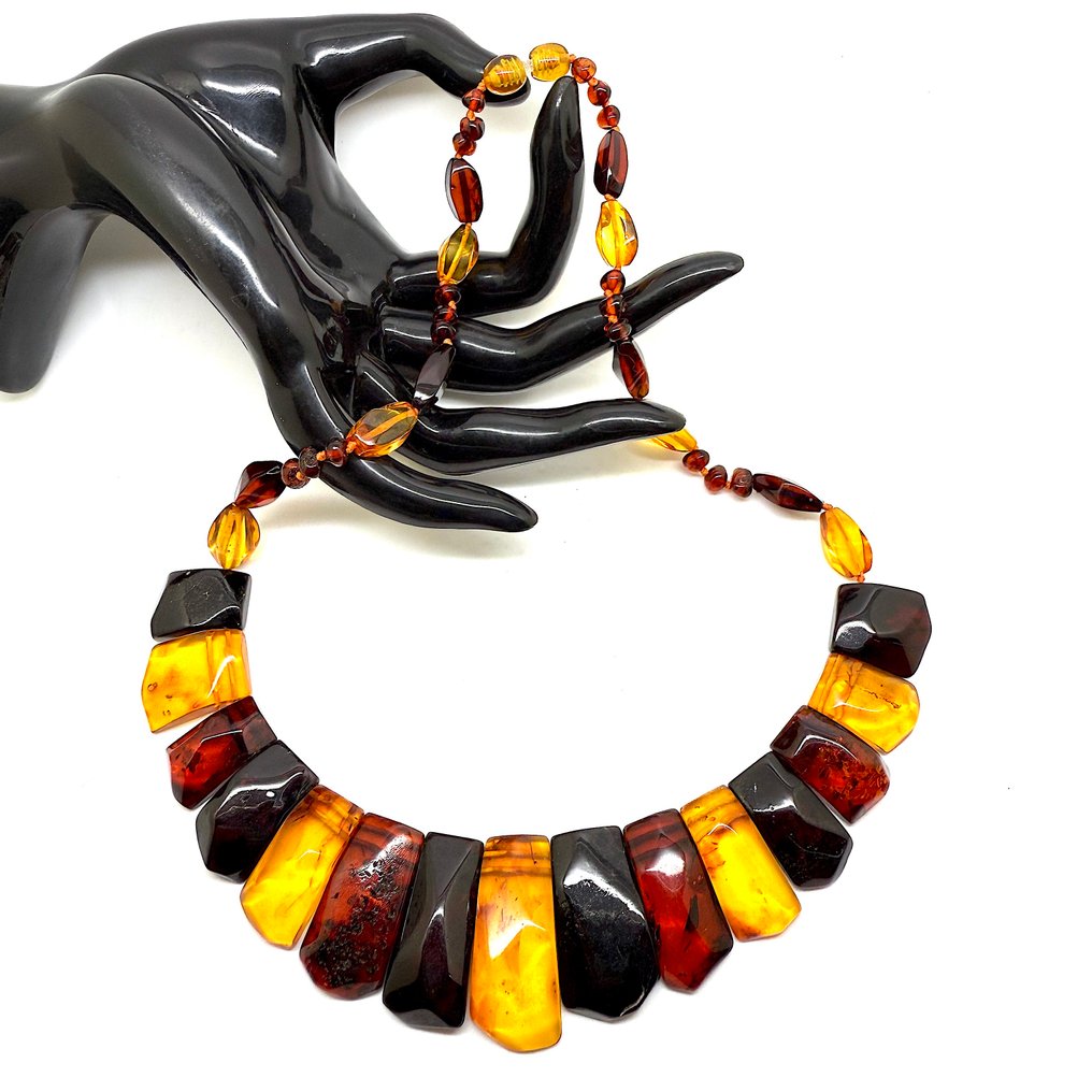 真正的波罗的海琥珀宽项链 - 琥珀 - Succinite #1.0