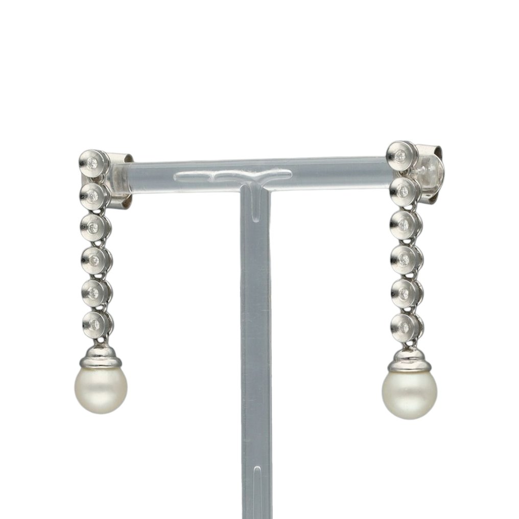 Korvakorut - 18 kt. Valkokulta - 0.12ct. tw. Timantti (Luonnollinen) #4.3