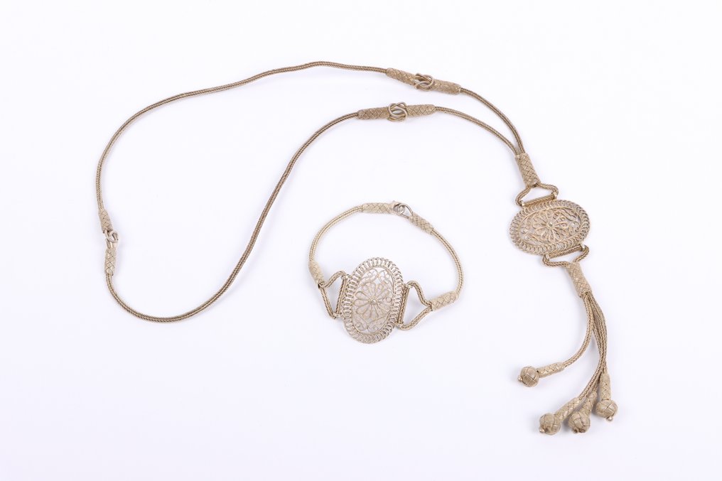 Ingen mindstepris - Smykkesæt med 2 dele Sølv - Filigran håndlavet vævning #1.0