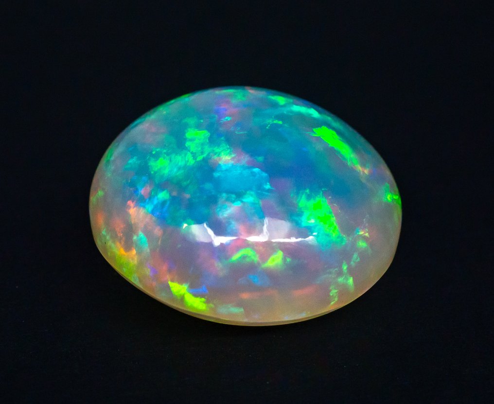 没有保留价 蛋白石  - 32.96 ct - 安特卫普宝石报告（GRA） - 白色的变色效果 #2.1