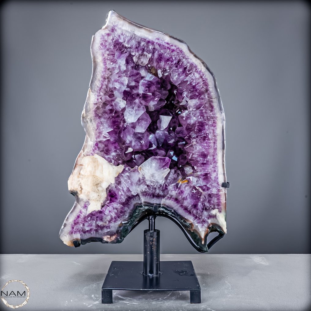 独一无二的玛瑙片配紫水晶簇——正反面完美和谐 乌拉圭- 17129.36 g #2.1